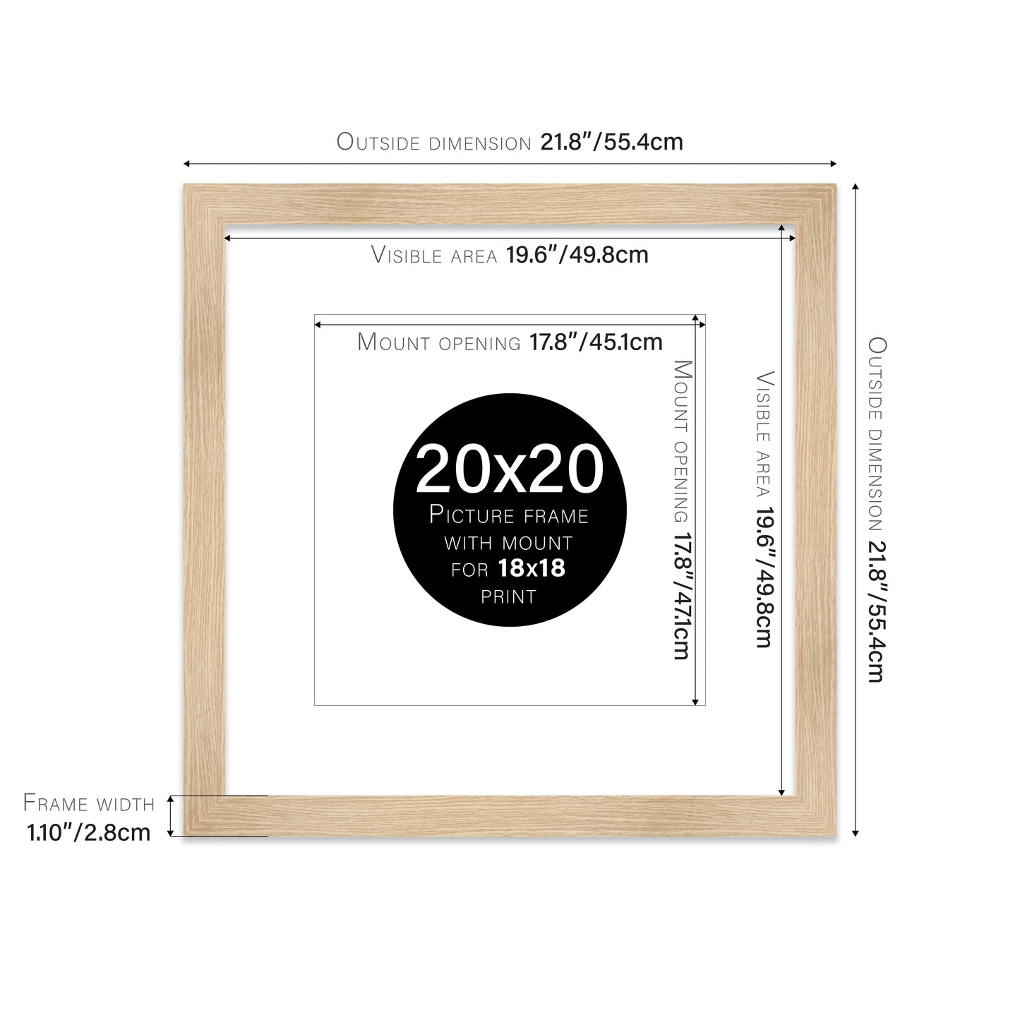 Oak Picture Frame 28mm Edge