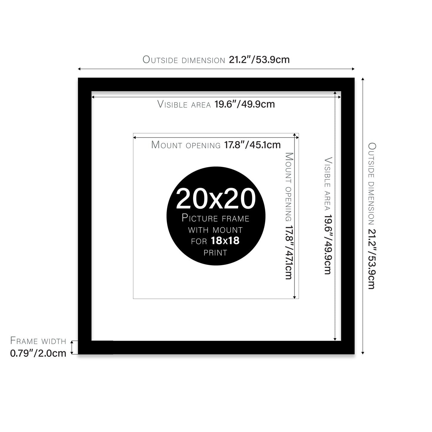 Black Picture Frame 20mm Edge