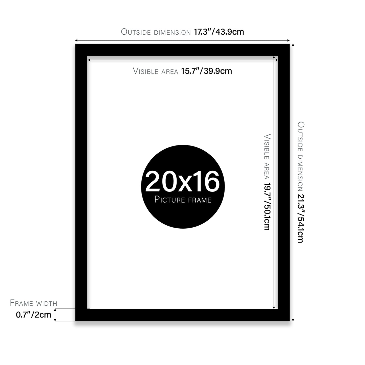 Black 20x16" bulk photo frames