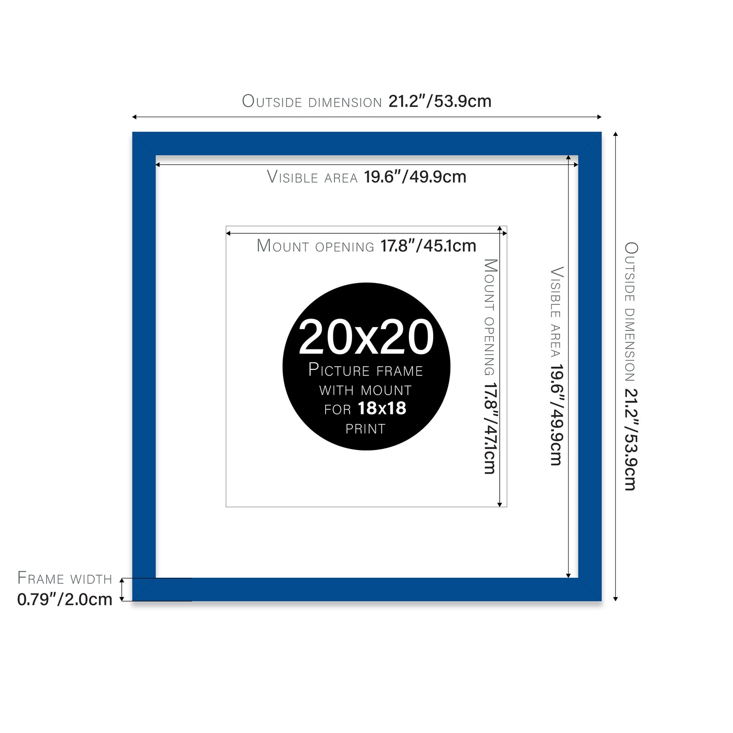 Blue Picture Frame 20mm Edge