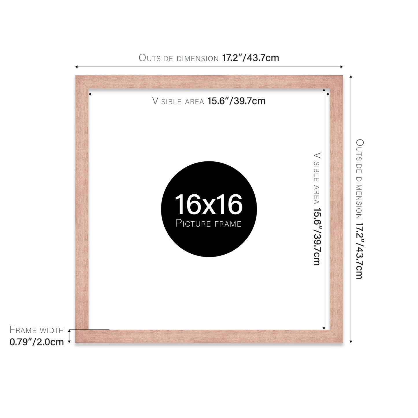 Rose Gold 16x16" bulk photo frames