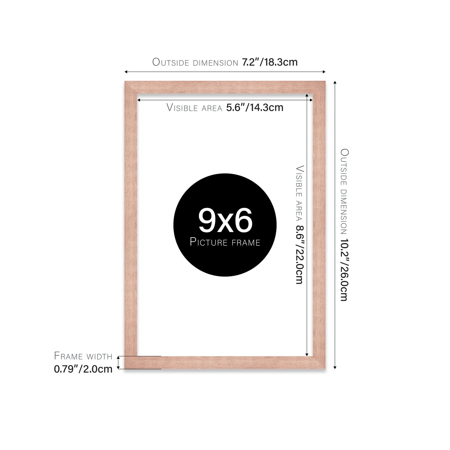 Rose Gold 9x6" frame trade supplier