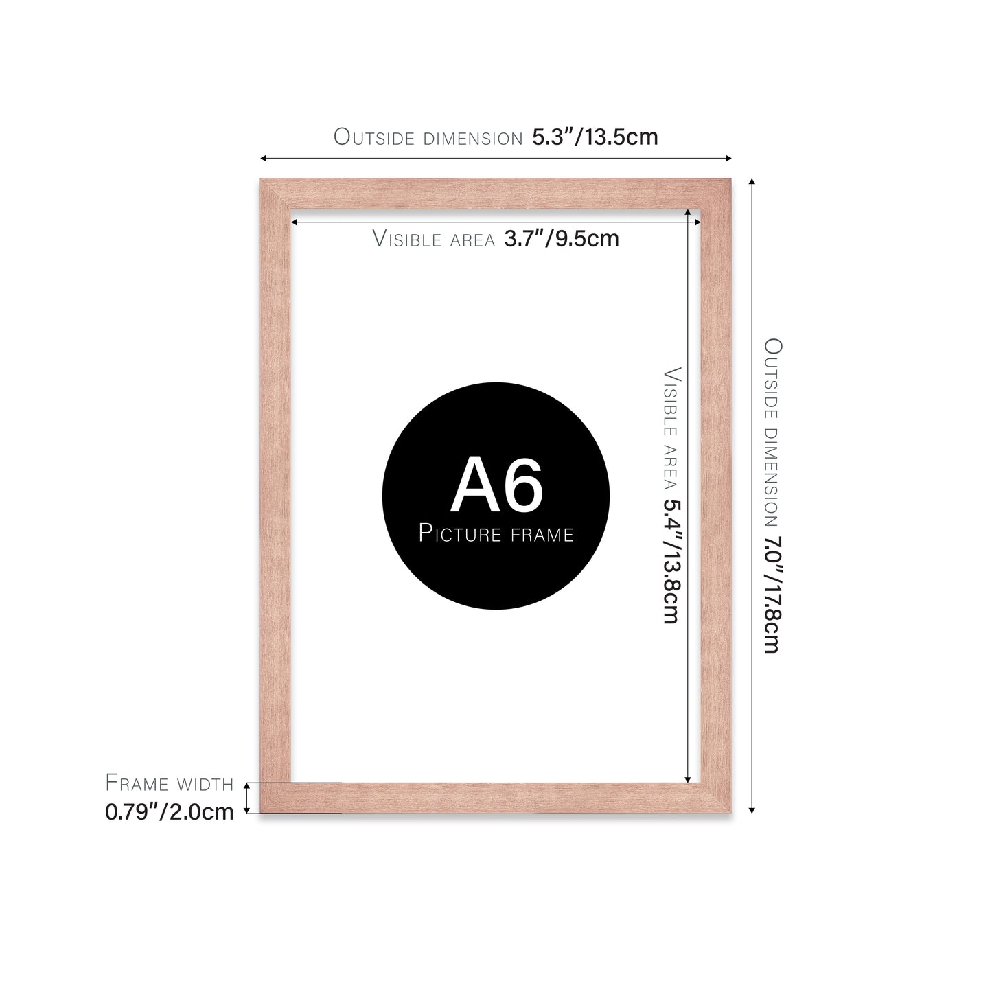 Rose Gold A6 Picture Frame b2b