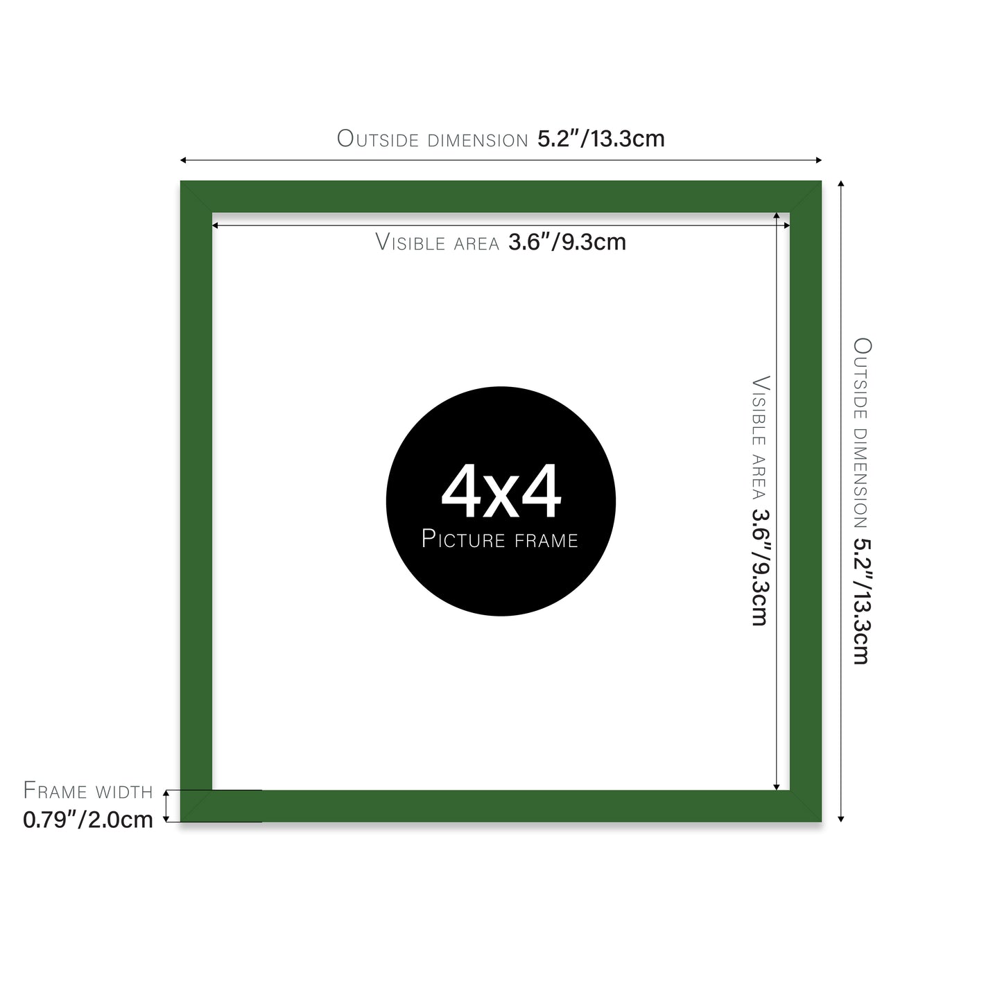 Green 4x4" modern photo frame for retailers