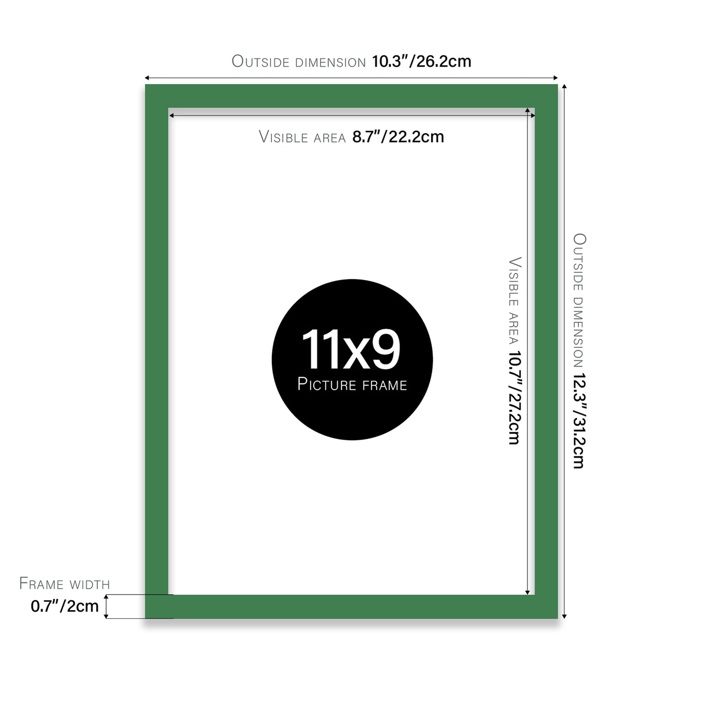 Green 11x9" UK made picture frames