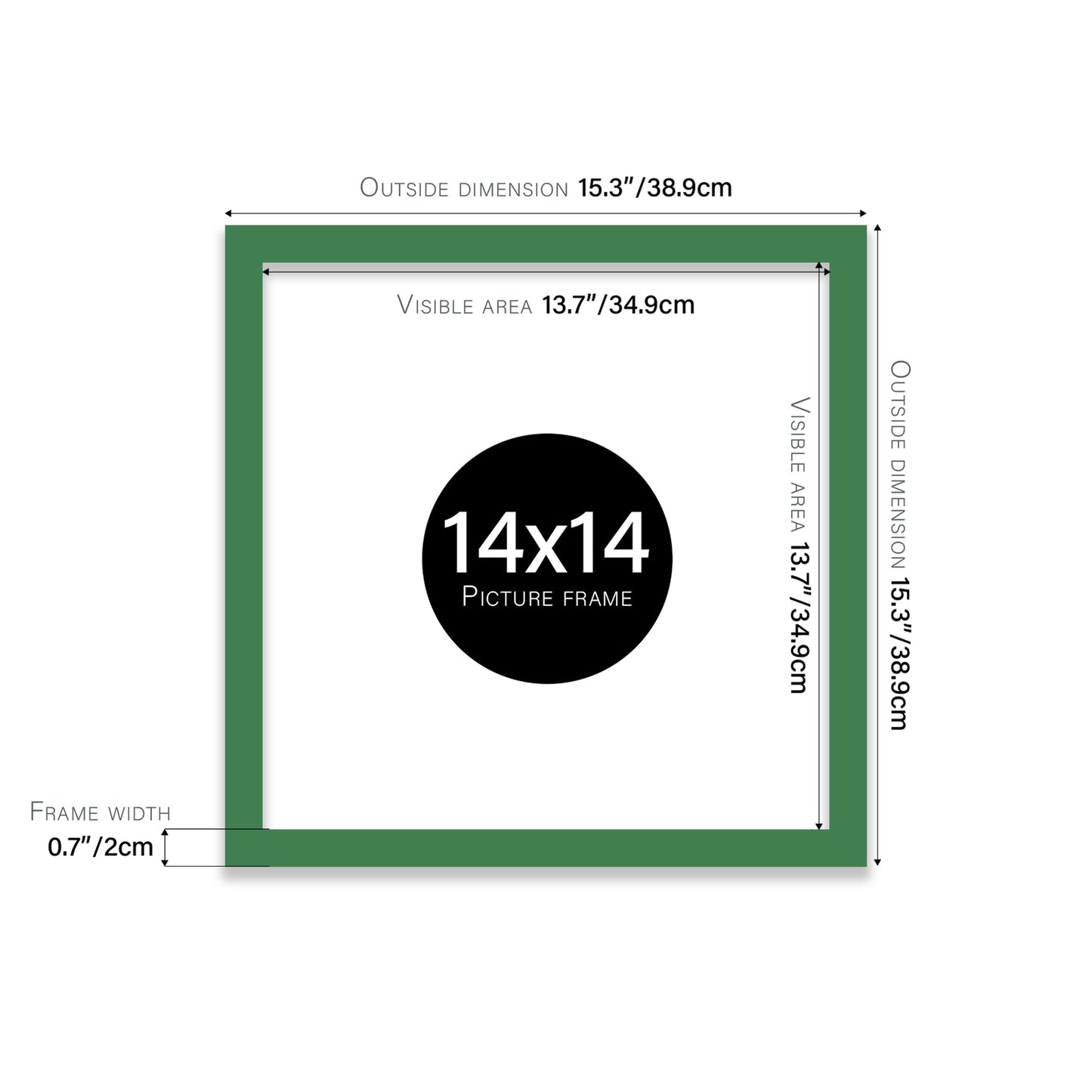 Green 14x14" bulk photo frames