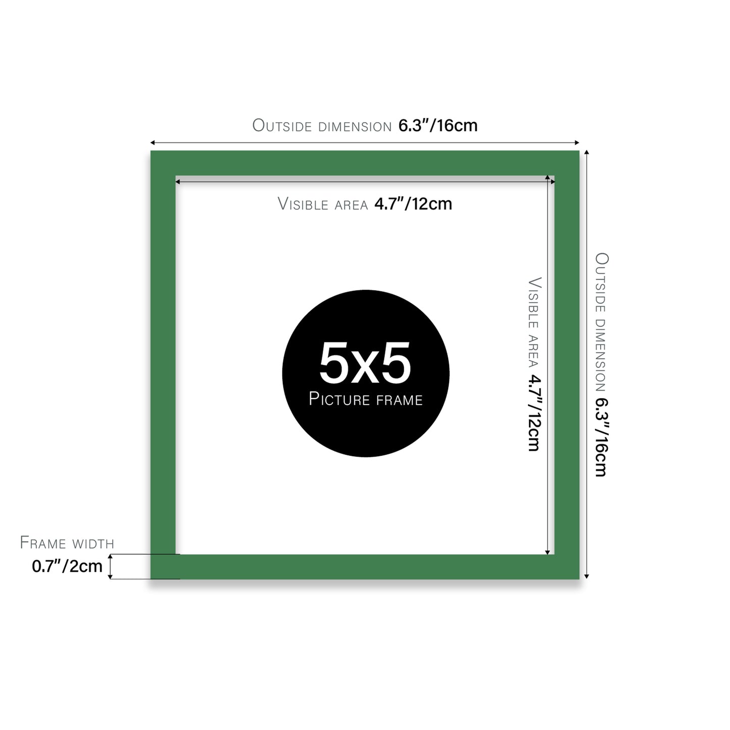 Green 5x5" picture frame for stores