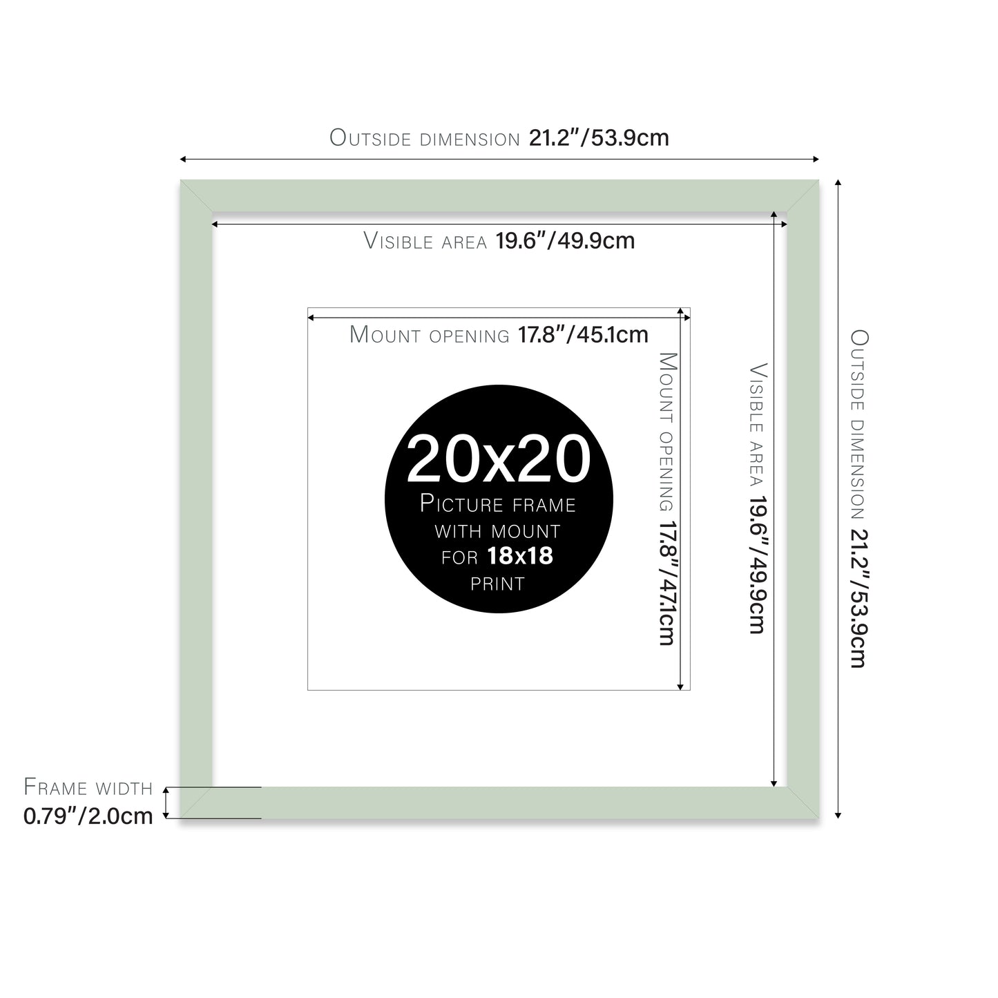 Mint Picture Frame 20mm Edge