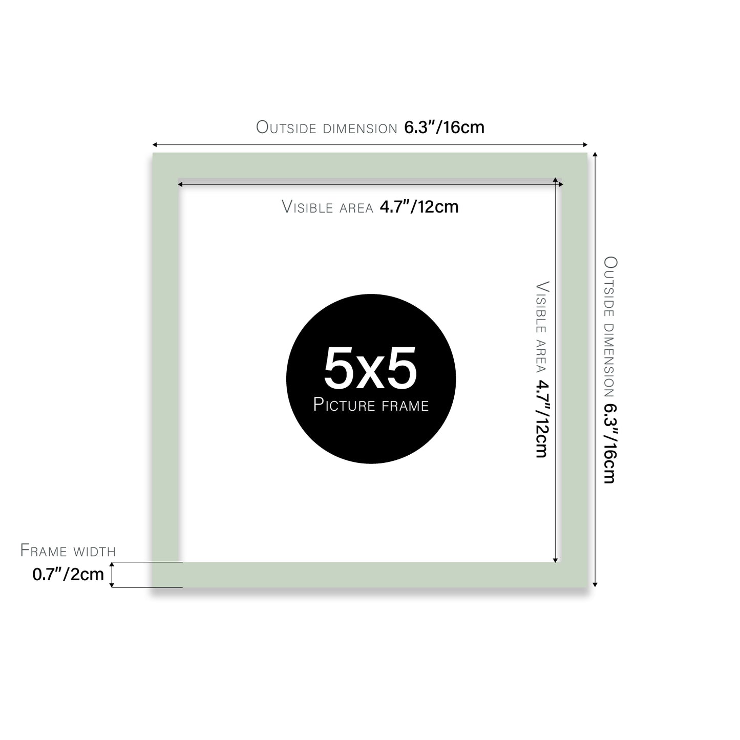 Mint 5x5" picture frame for stores