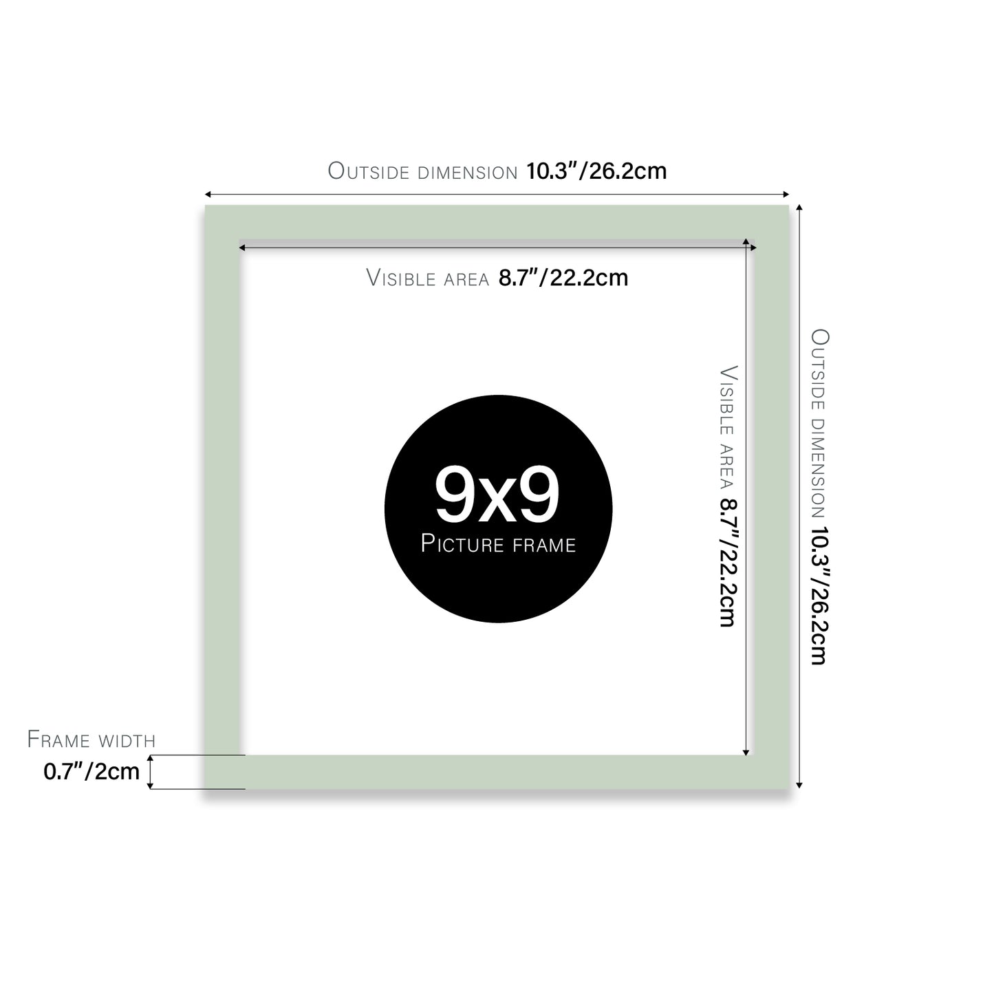 Mint 9x9" affordable wholesale frames for wall art