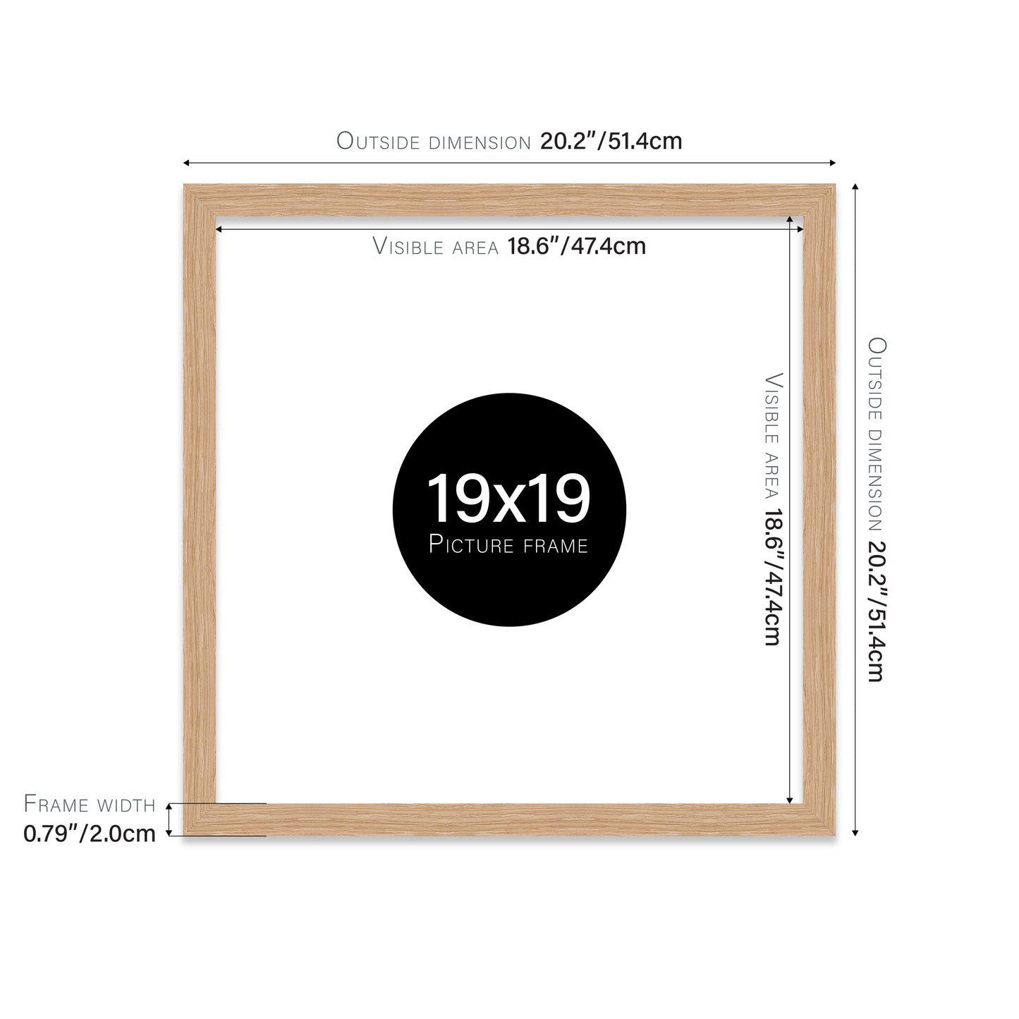 Oak 19x19" Polcore frame bulk buy