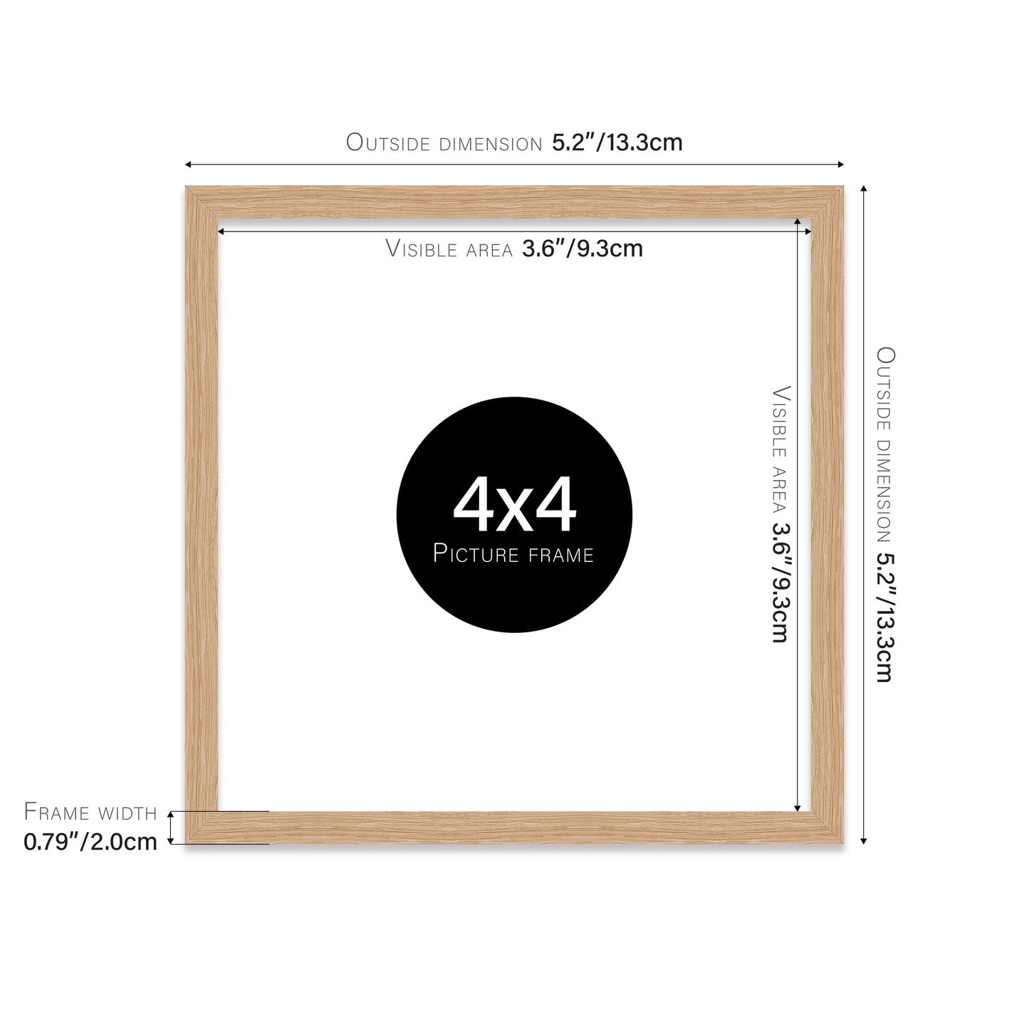 Oak 4x4" modern photo frame for retailers