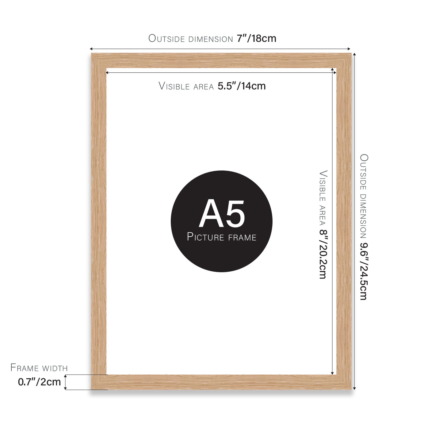 Oak A5 bulk photo frames