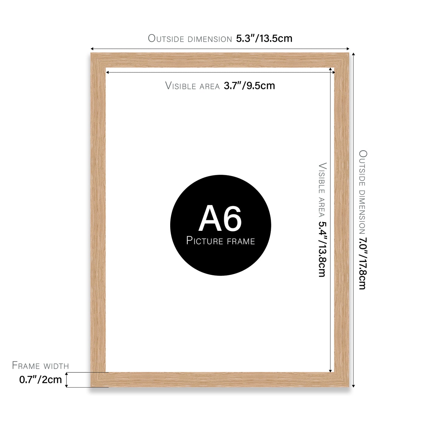 Oak A6 Picture Frame b2b