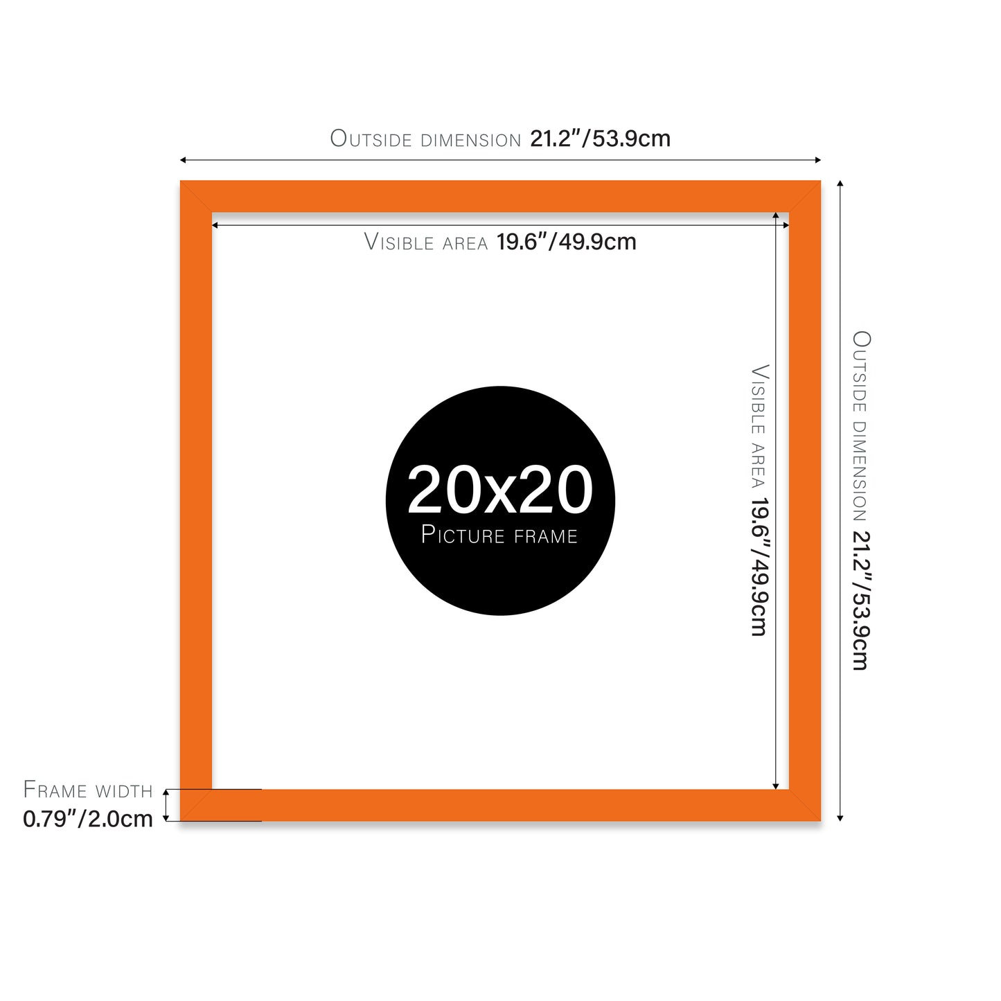 Orange 20x20" modern photo frame for retailers