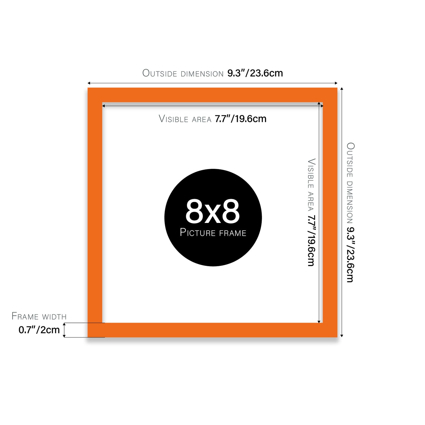 Orange 8x8" UK made picture frames