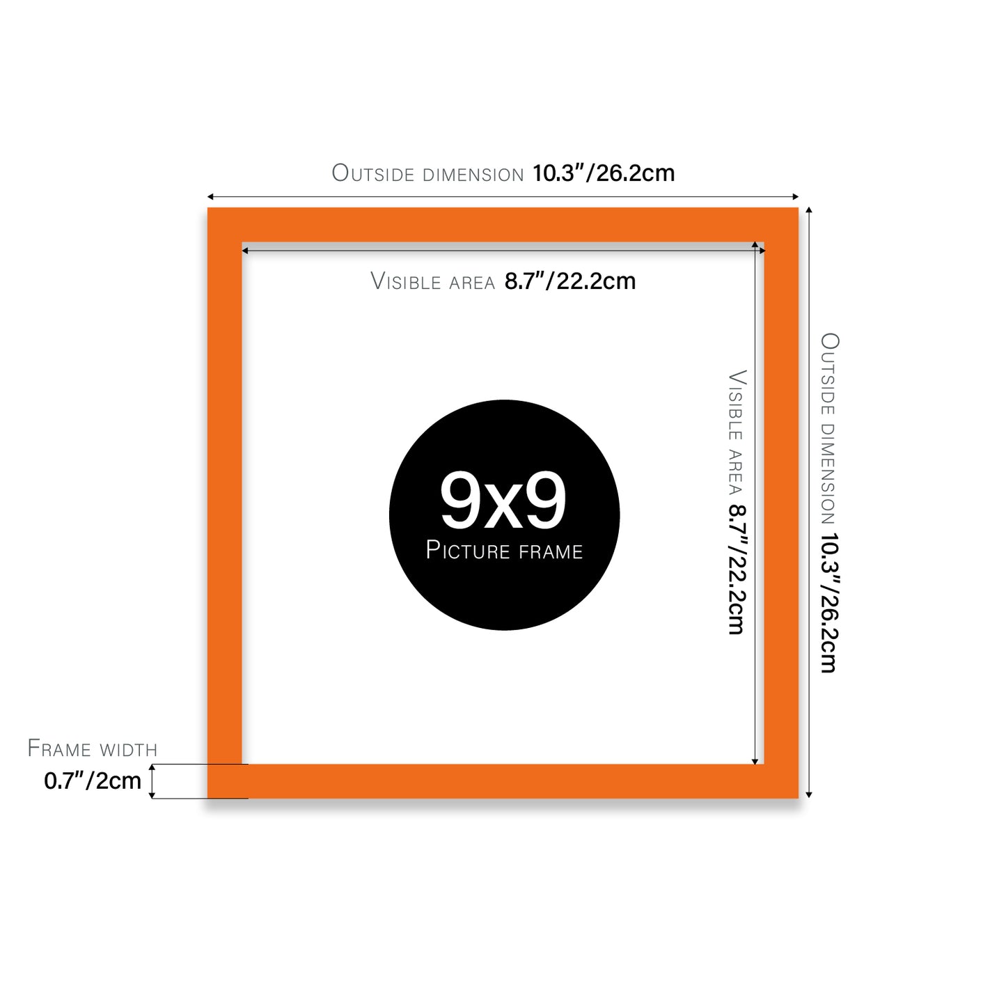 Orange 9x9" affordable wholesale frames for wall art