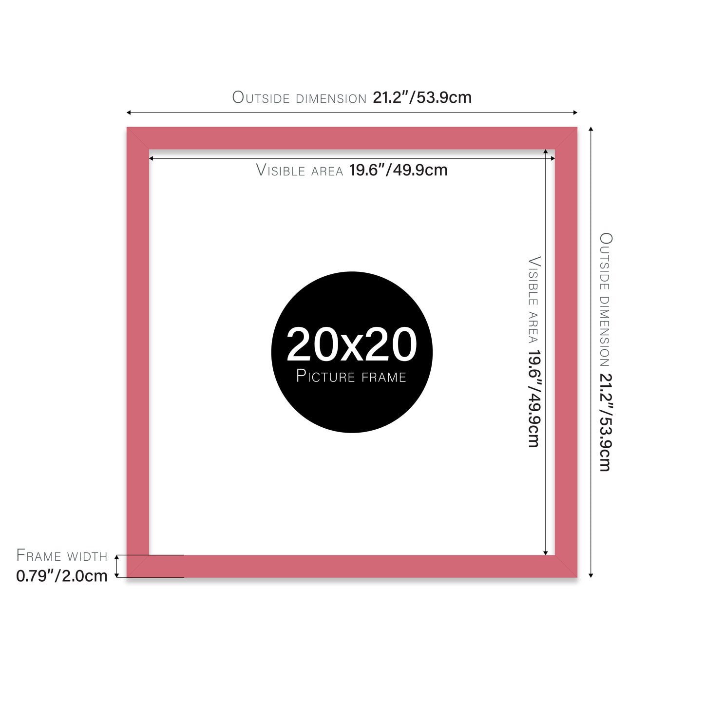 Pink 20x20" modern photo frame for retailers