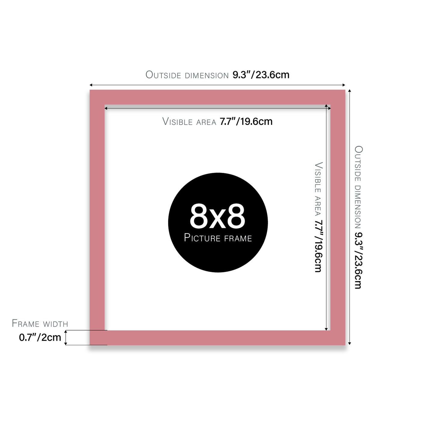 Pink 8x8" UK made picture frames