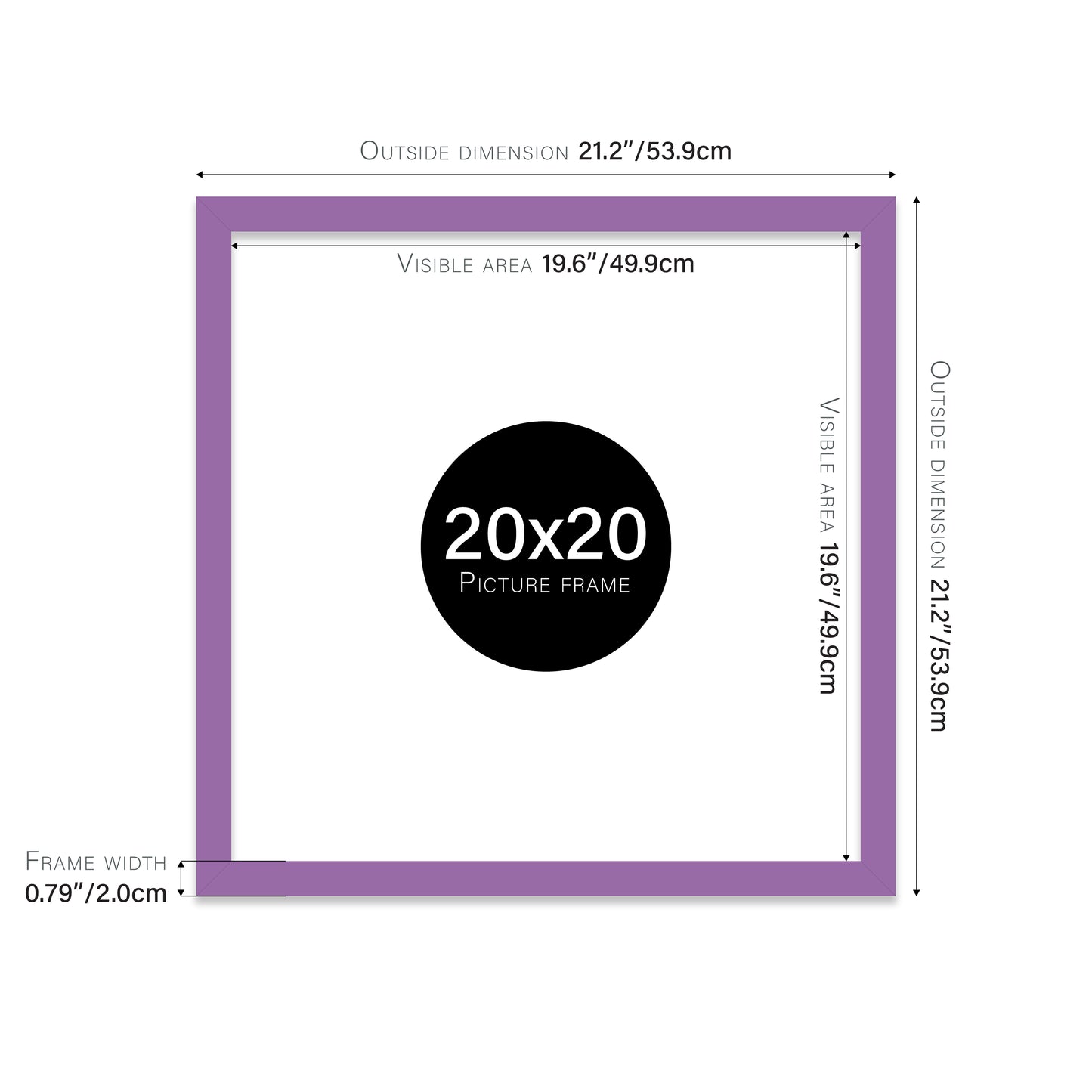 Purple 20x20" modern photo frame for retailers
