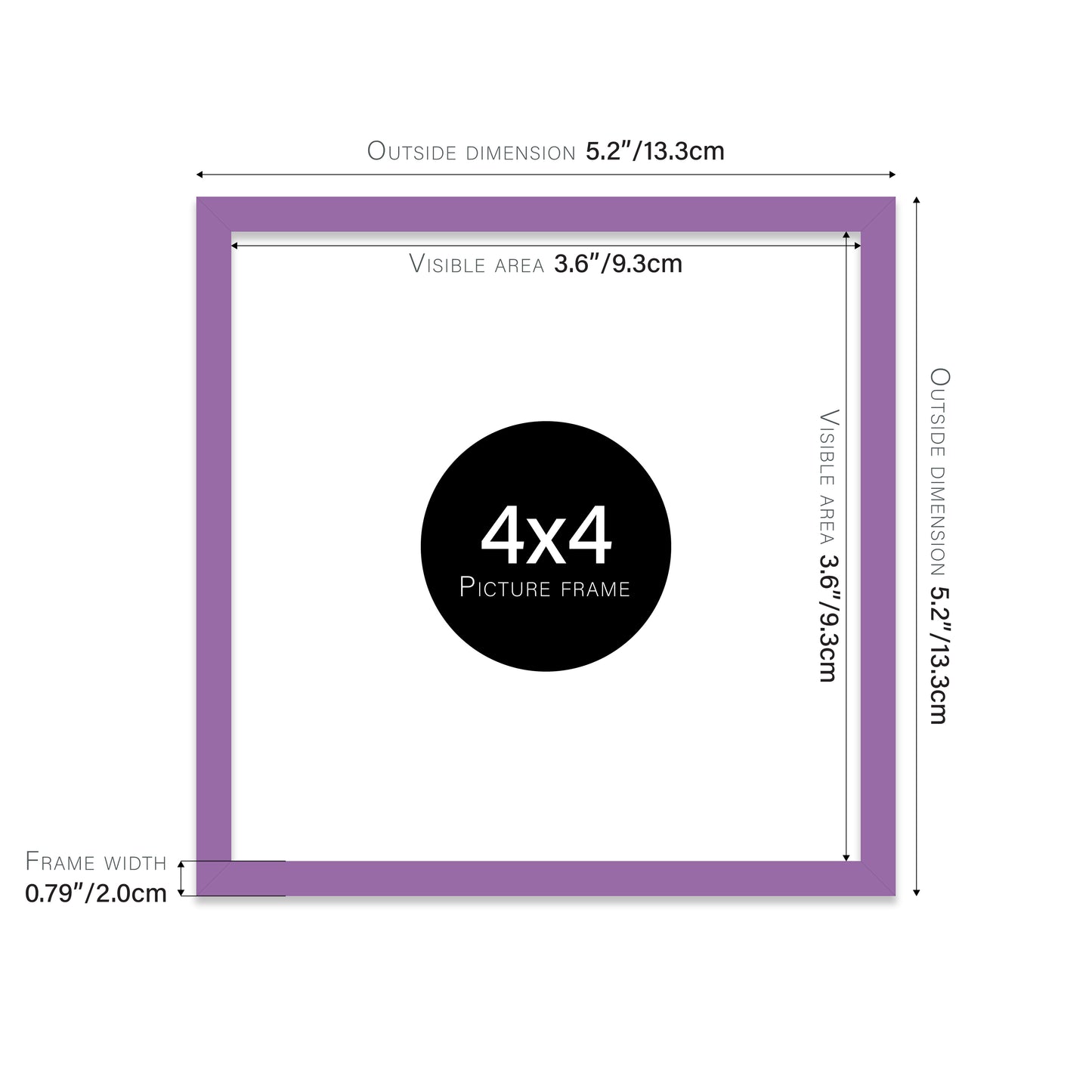 Purple 4x4" modern photo frame for retailers
