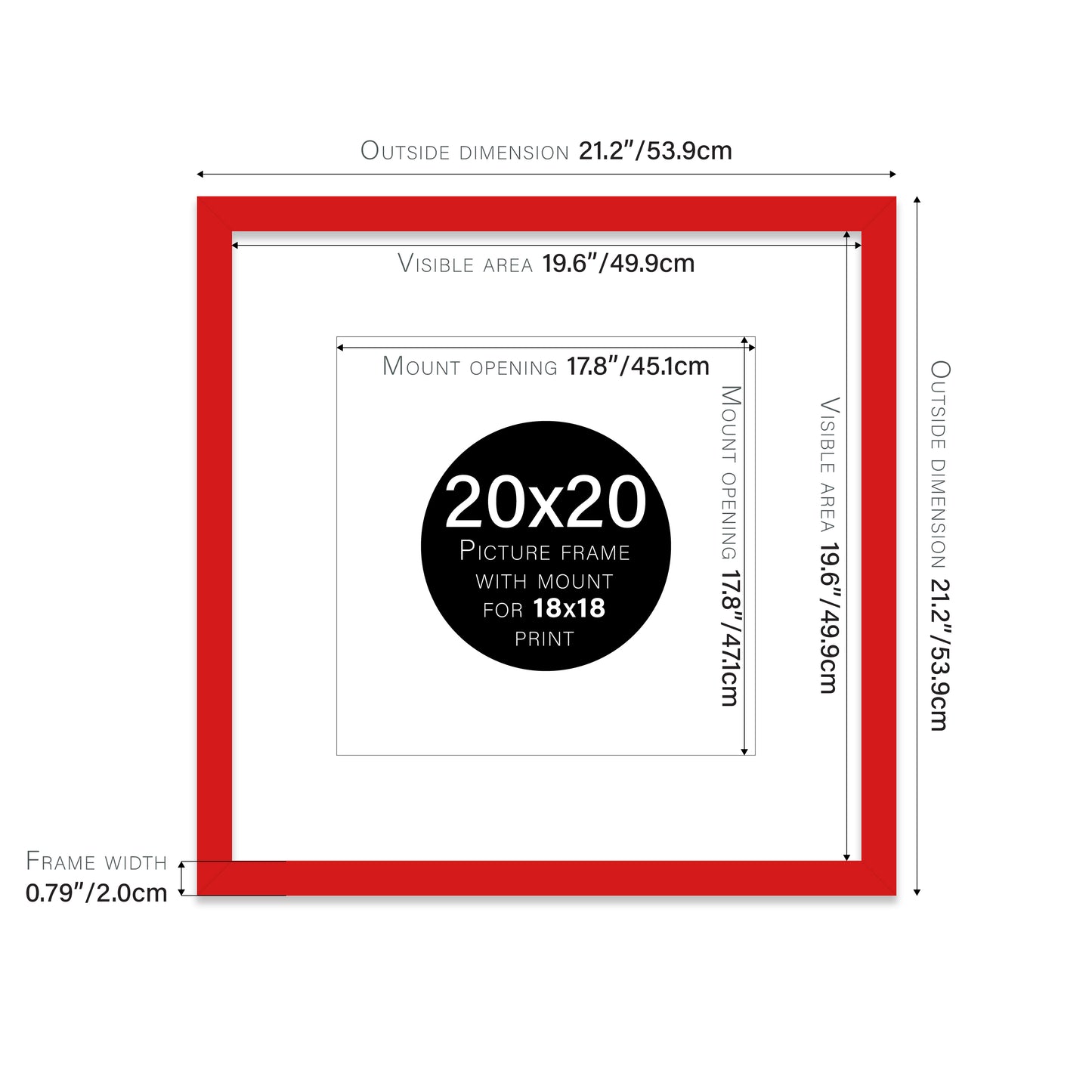 Red Picture Frame 20mm Edge