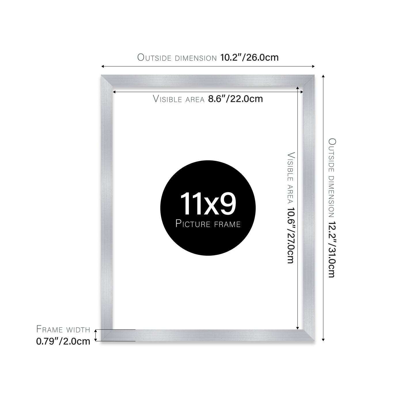 Silver 11x9" UK made picture frames