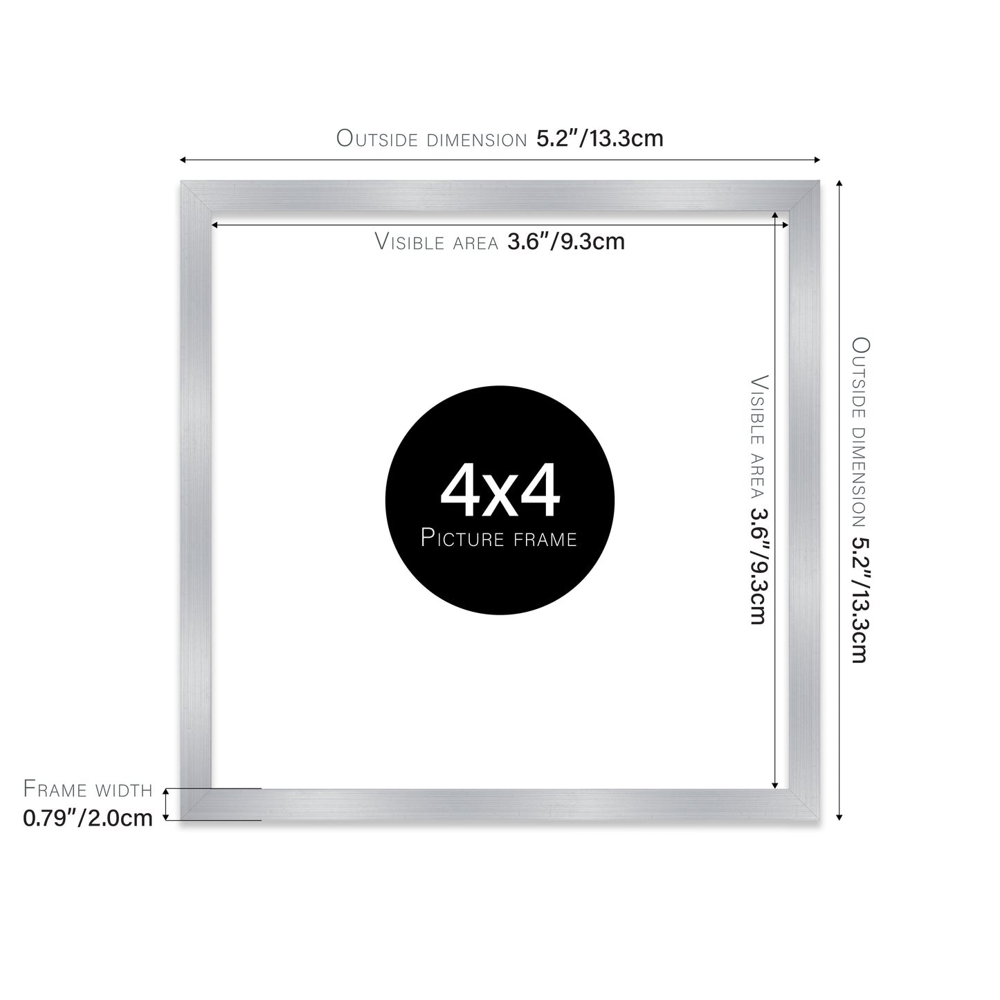 Silver 4x4" modern photo frame for retailers