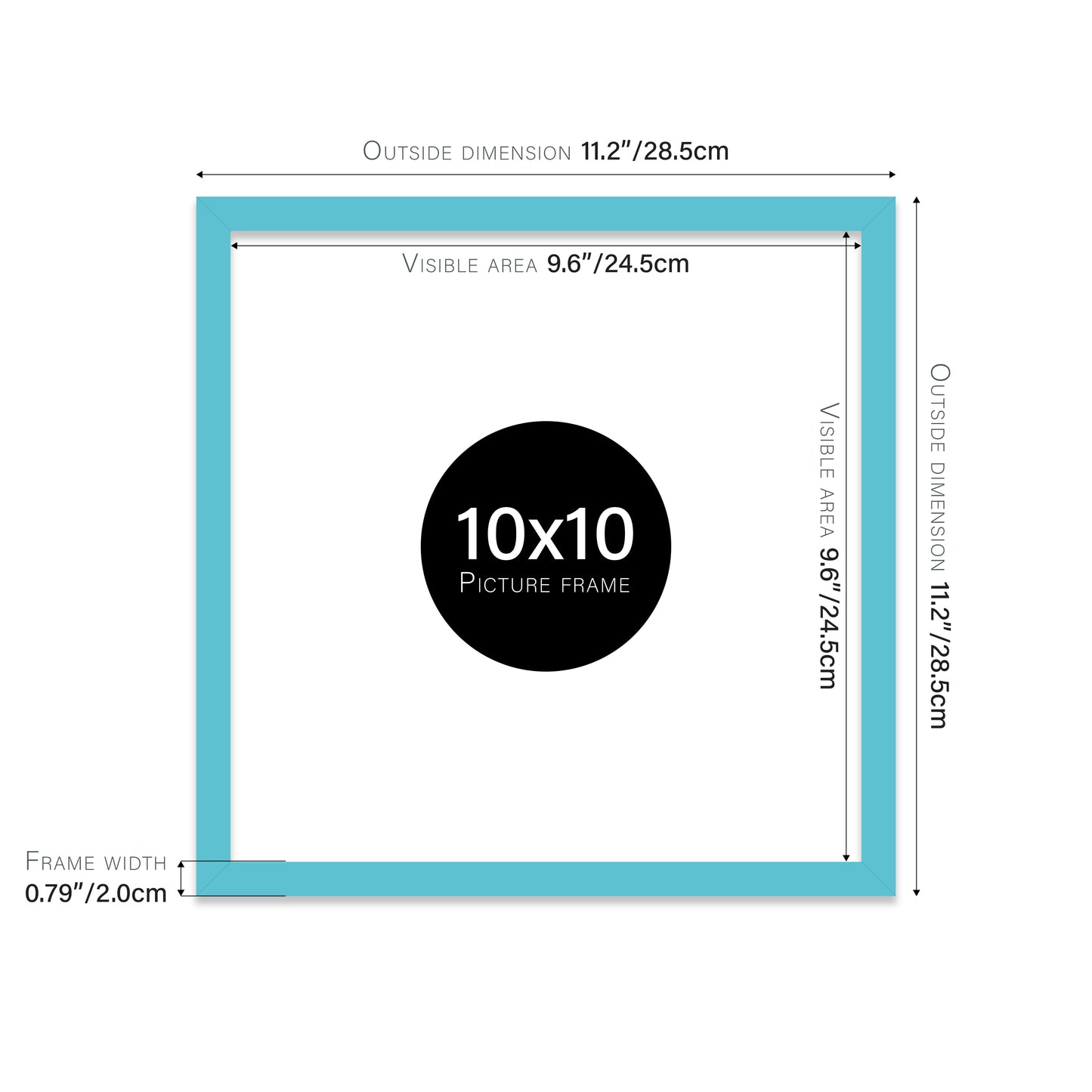 Turquoise 10x10" picture frame direct from manufacturer