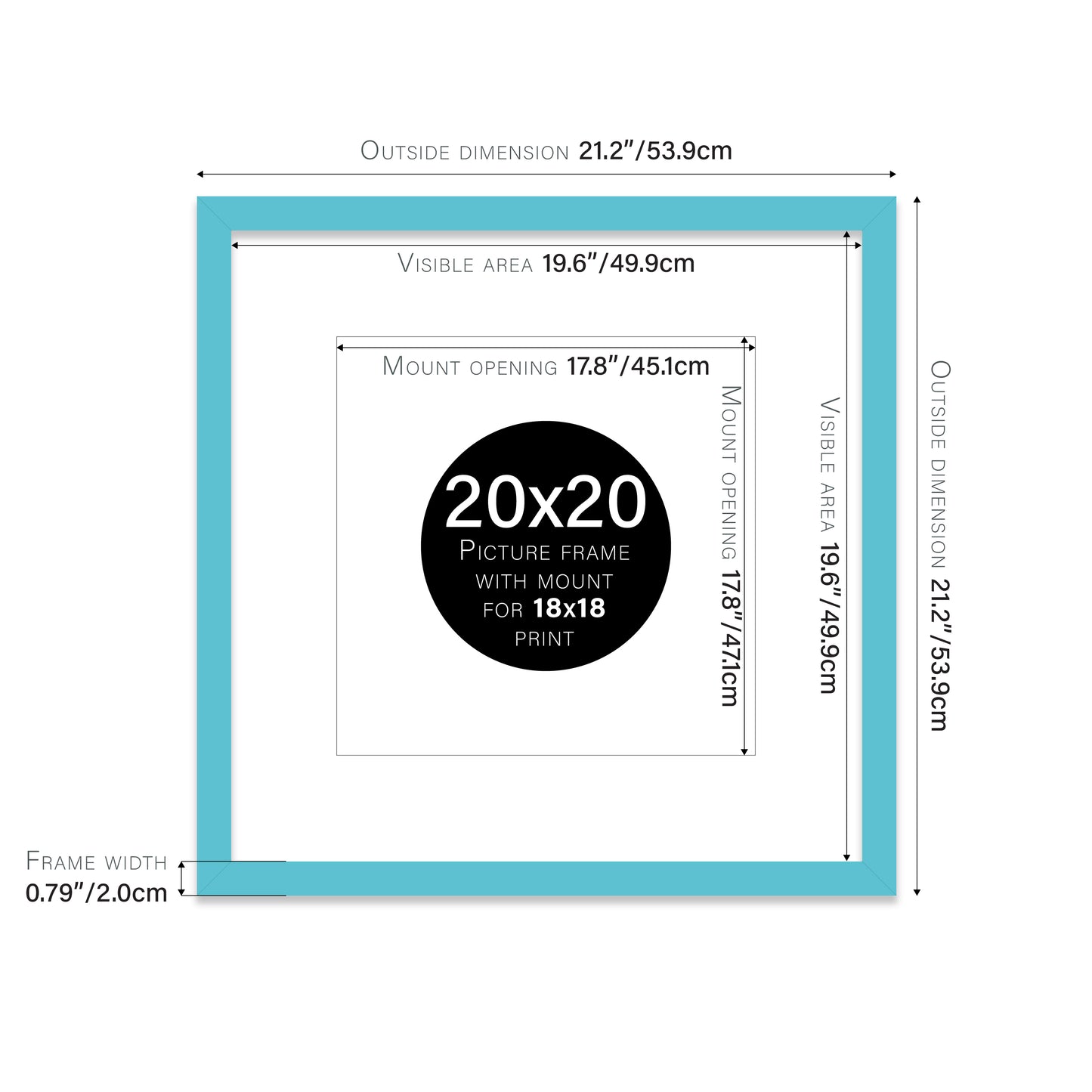 Turquoise Picture Frame 20mm Edge