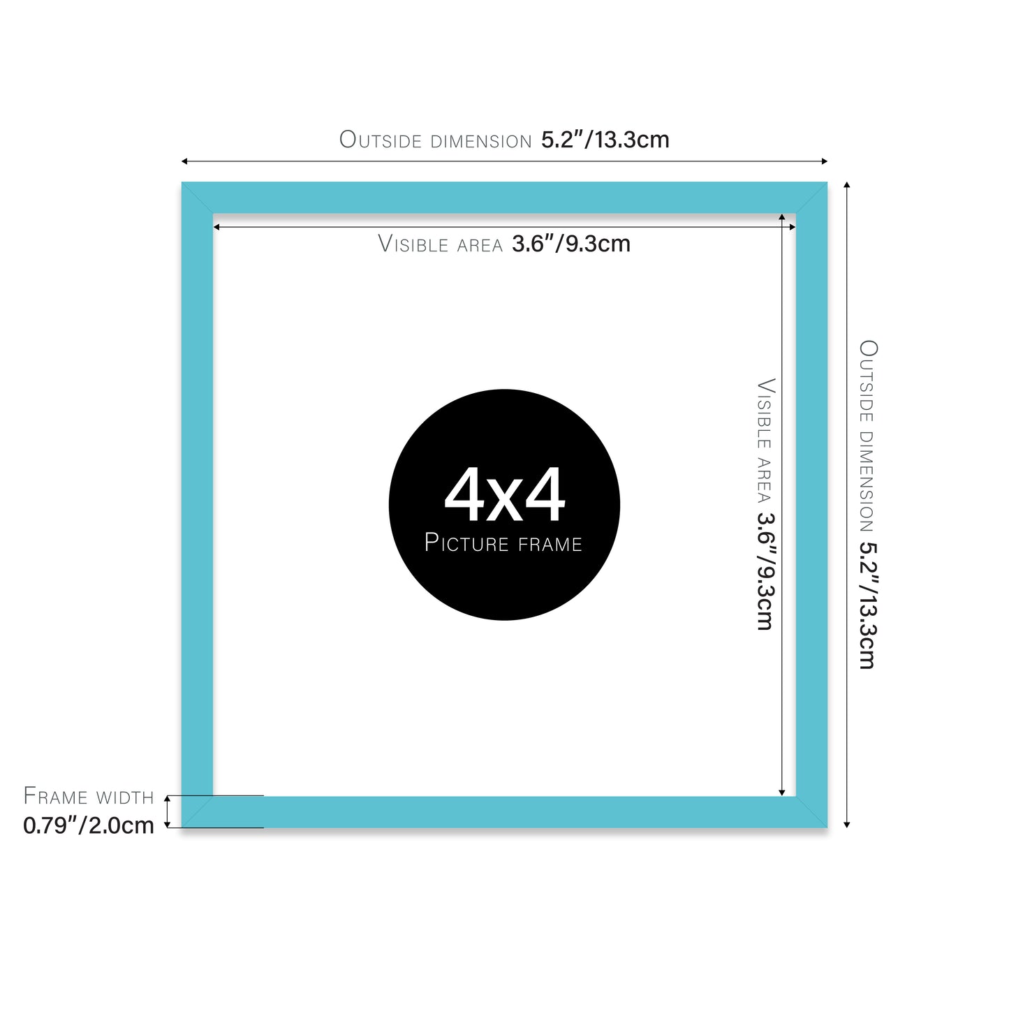 Turquoise 4x4" modern photo frame for retailers