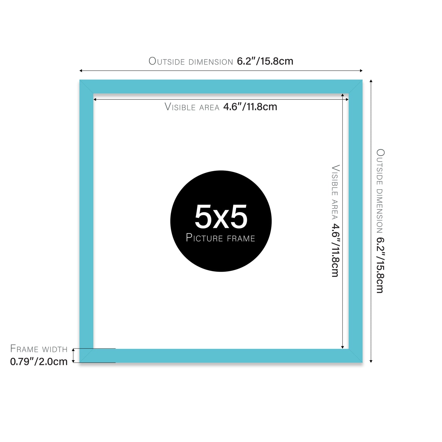 Turquoise 5x5" picture frame for stores