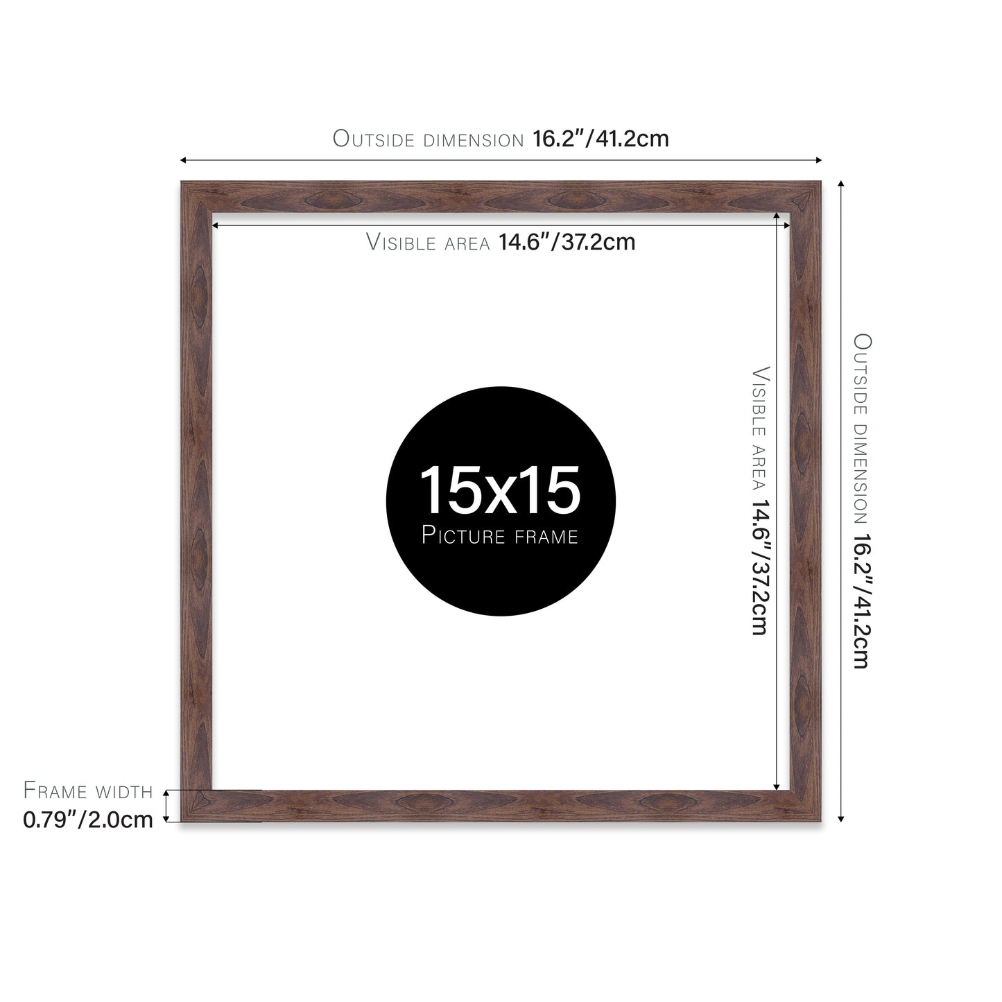 Walnut 15x15" Picture Frame b2b