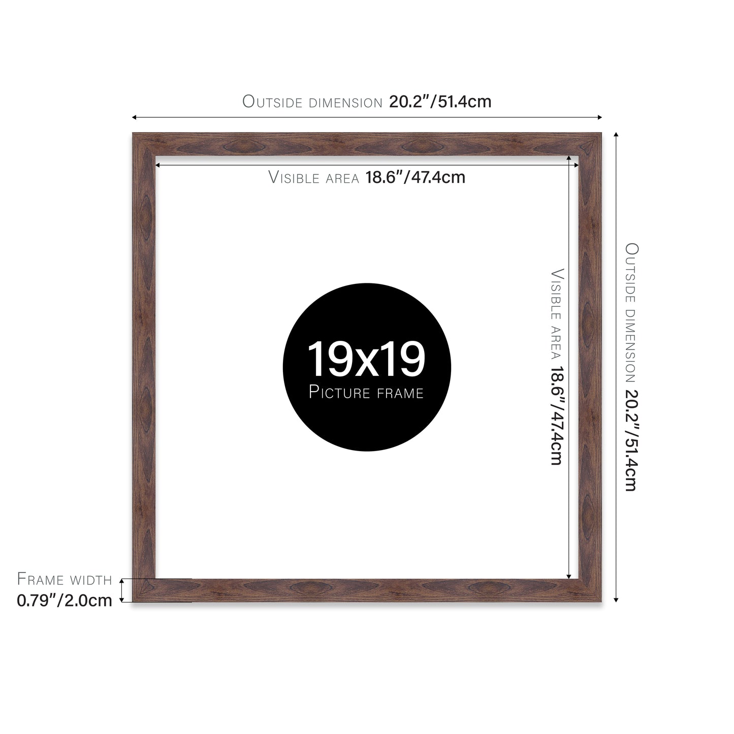 Walnut 19x19" Polcore frame bulk buy