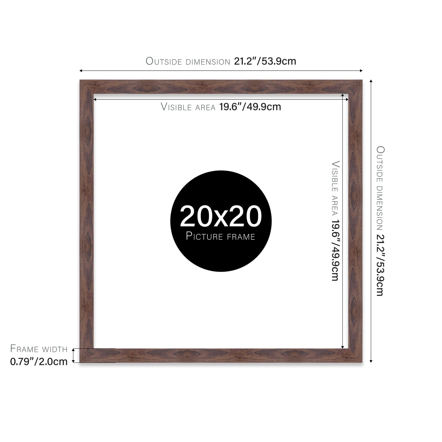 Walnut 20x20" modern photo frame for retailers