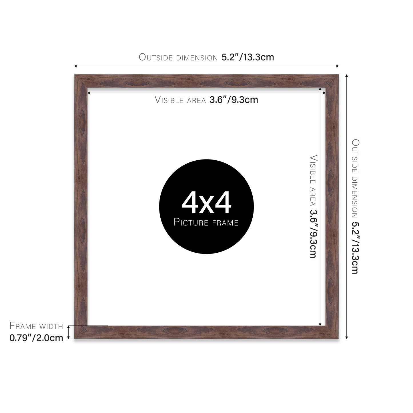 Walnut 4x4" modern photo frame for retailers