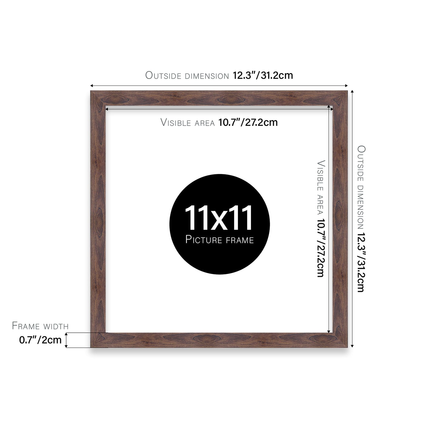 Walnut 11x11" trade photo frame distributor UK