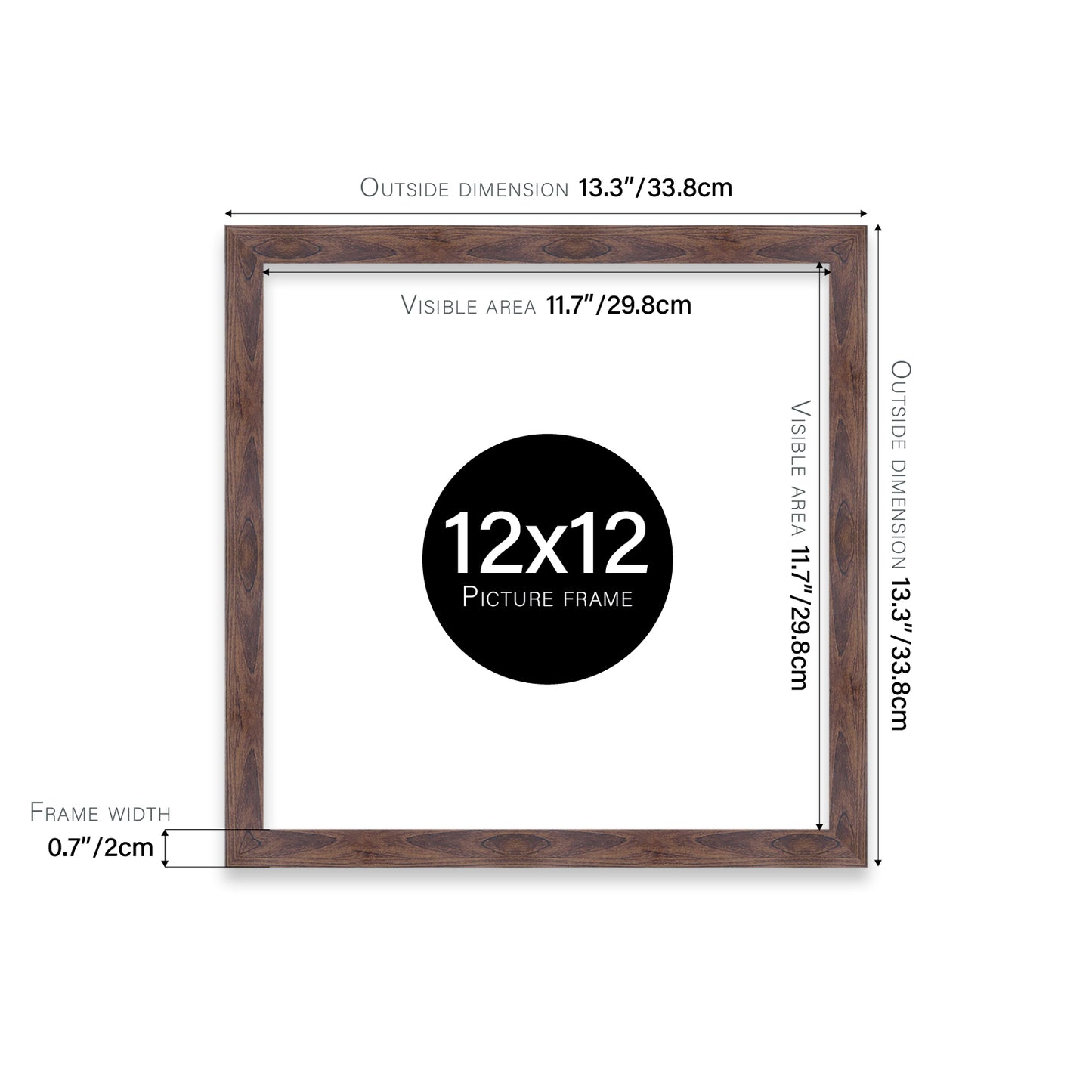 Walnut 12x12" wholesale picture frames