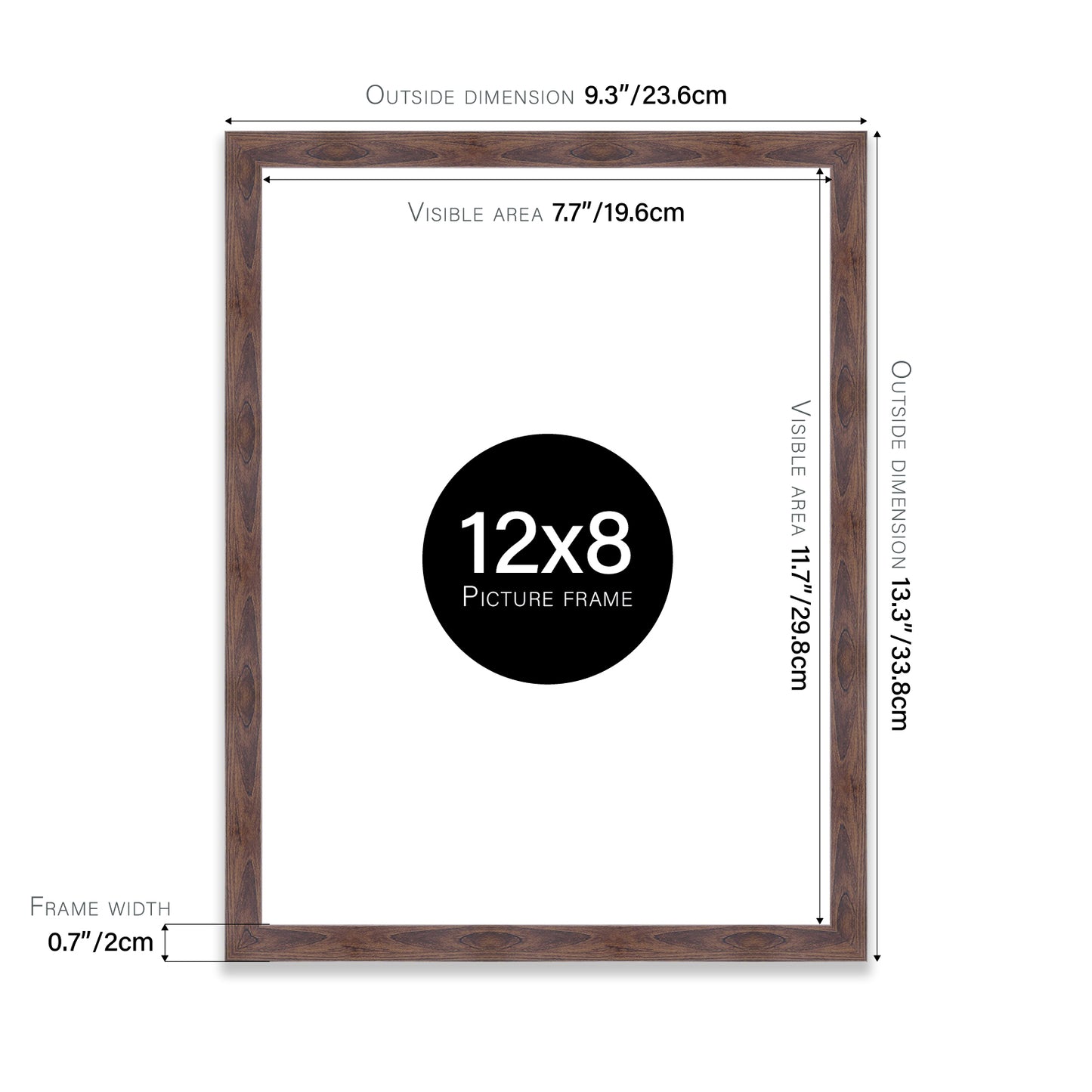 Walnut 12x8" picture frame direct from manufacturer