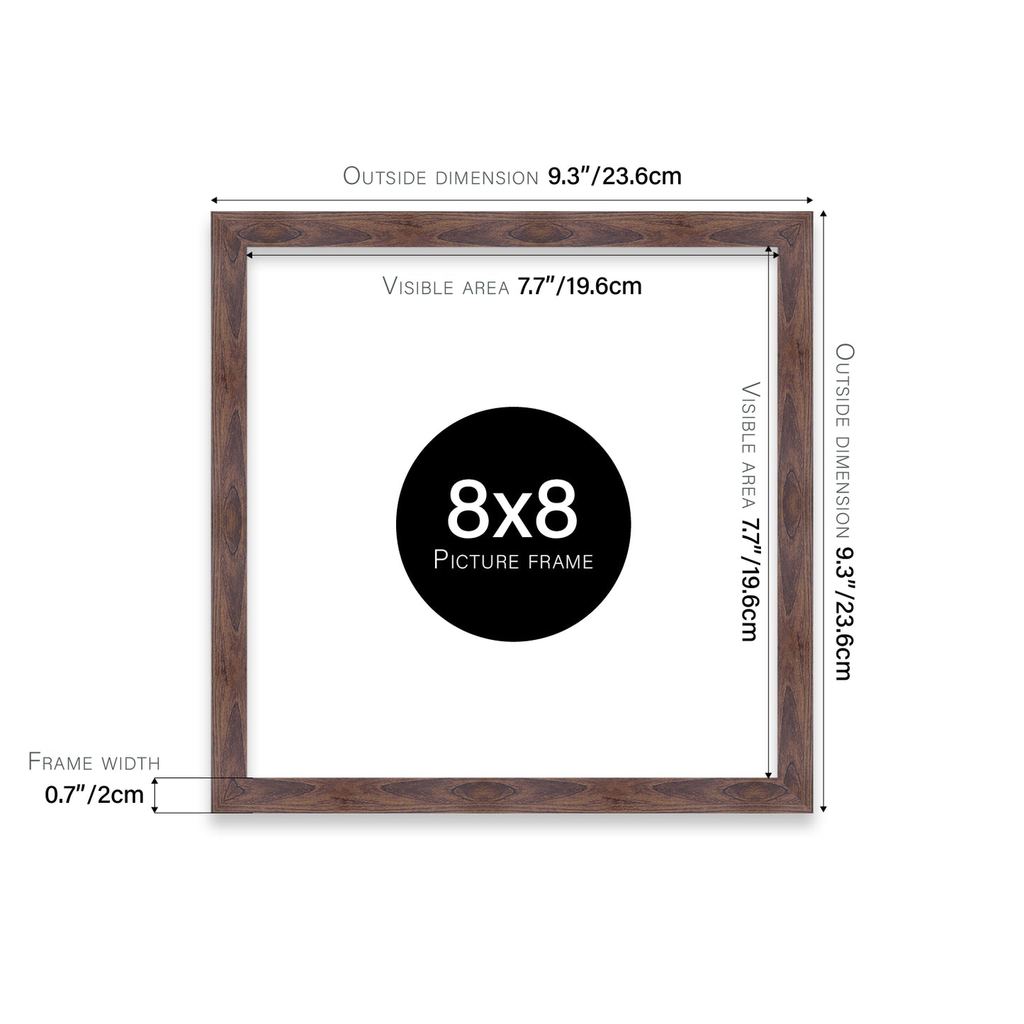 Walnut 8x8" UK made picture frames