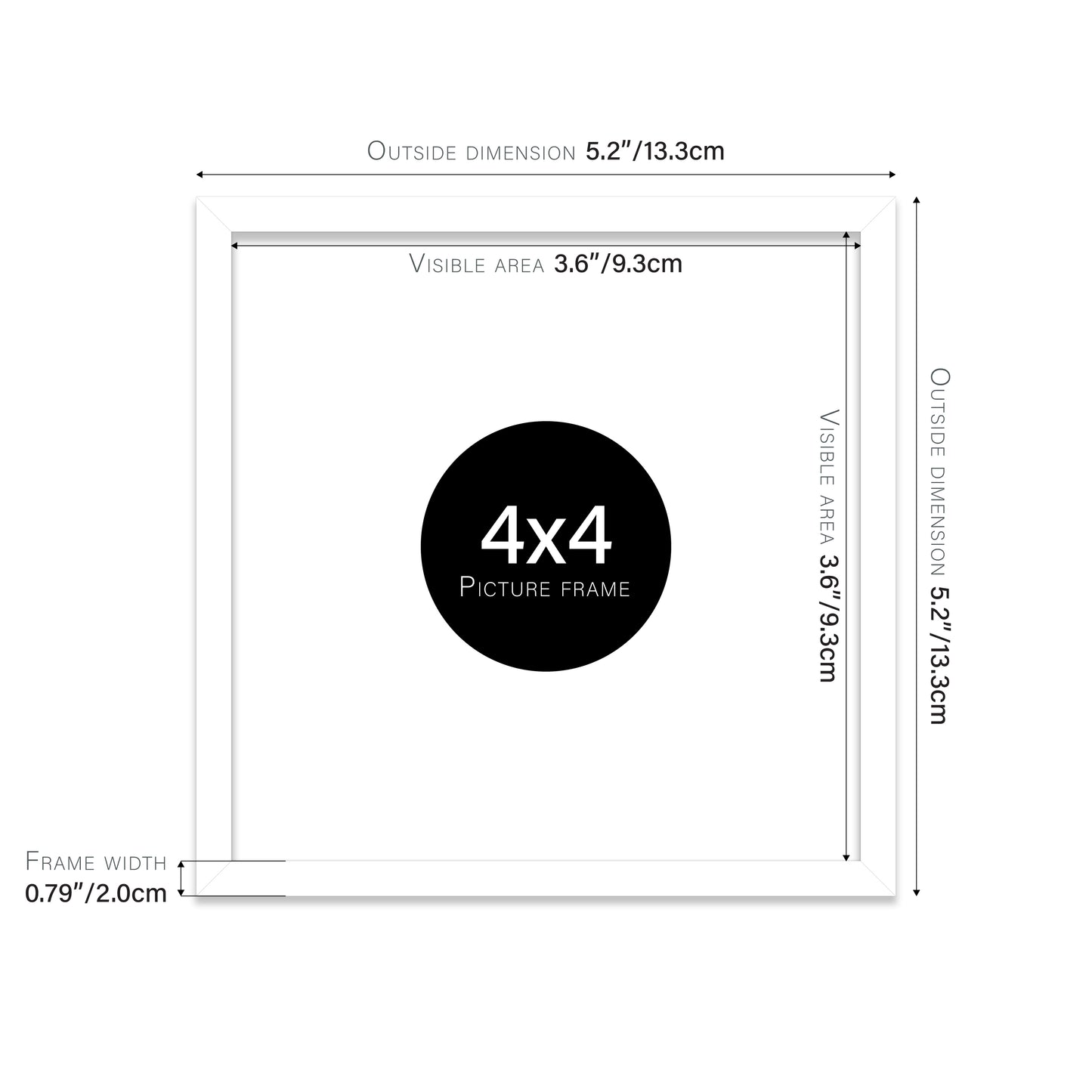White 4x4" modern photo frame for retailers