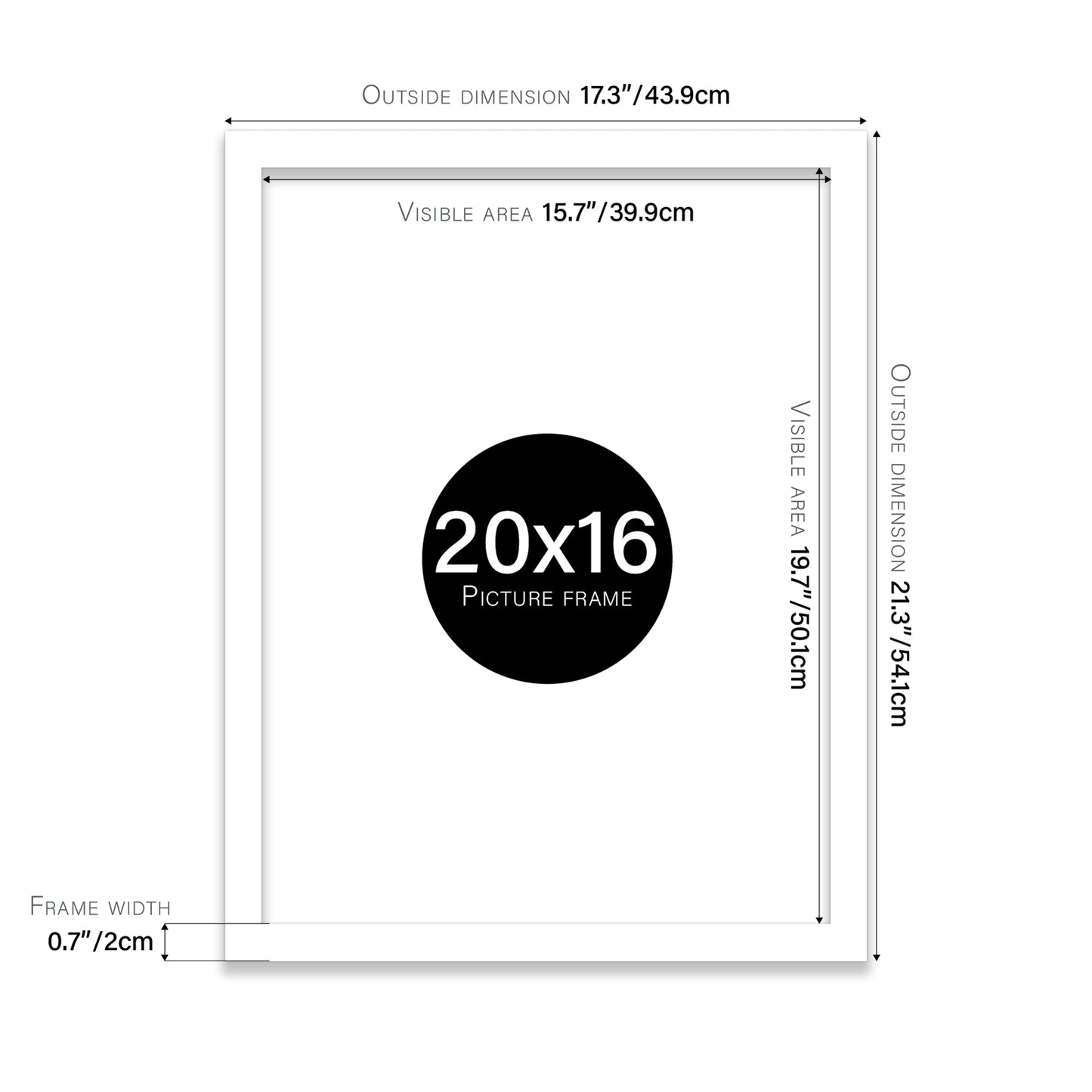 White 20x16" bulk photo frames