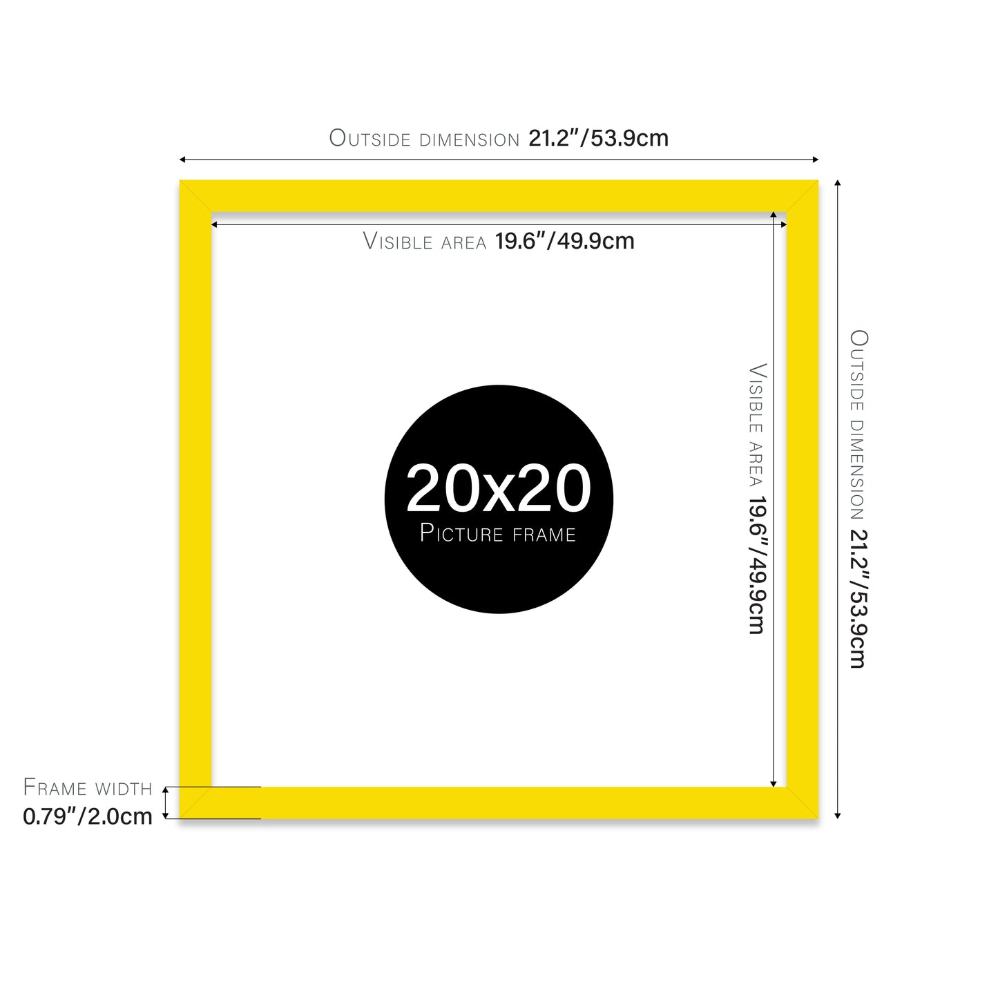 Yellow 20x20" modern photo frame for retailers