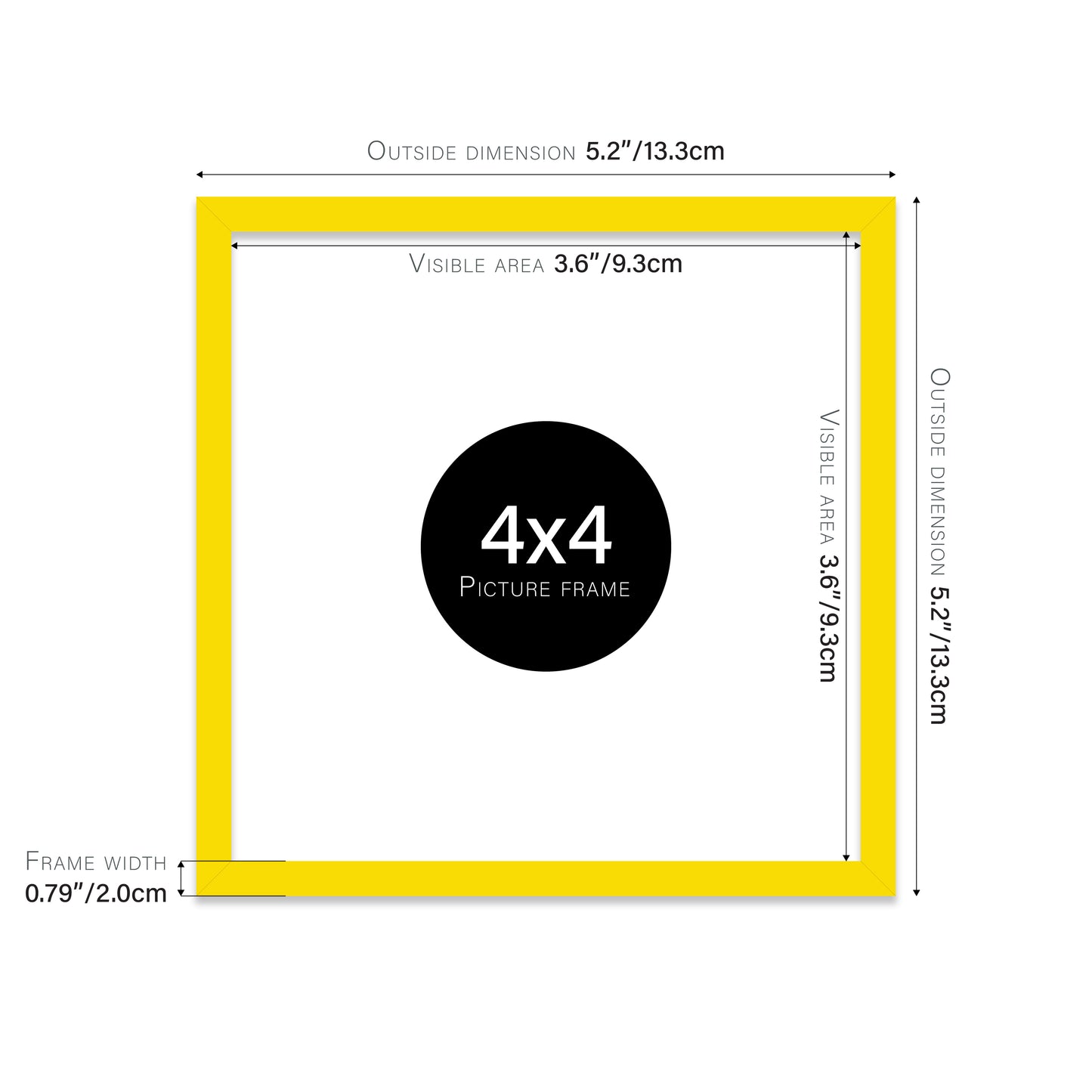 Yellow 4x4" modern photo frame for retailers