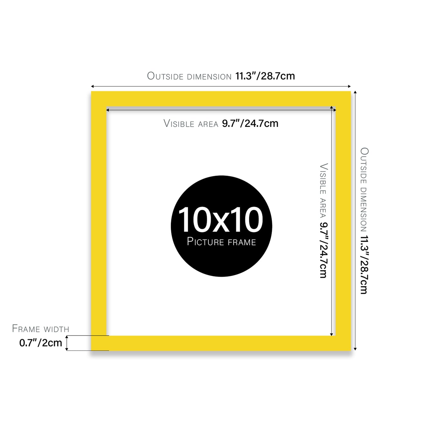 Yellow 10x10" picture frame direct from manufacturer