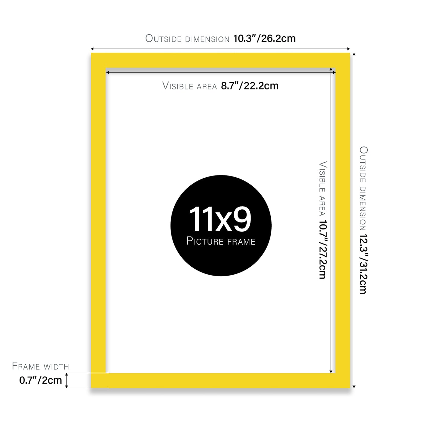 Yellow 11x9" UK made picture frames