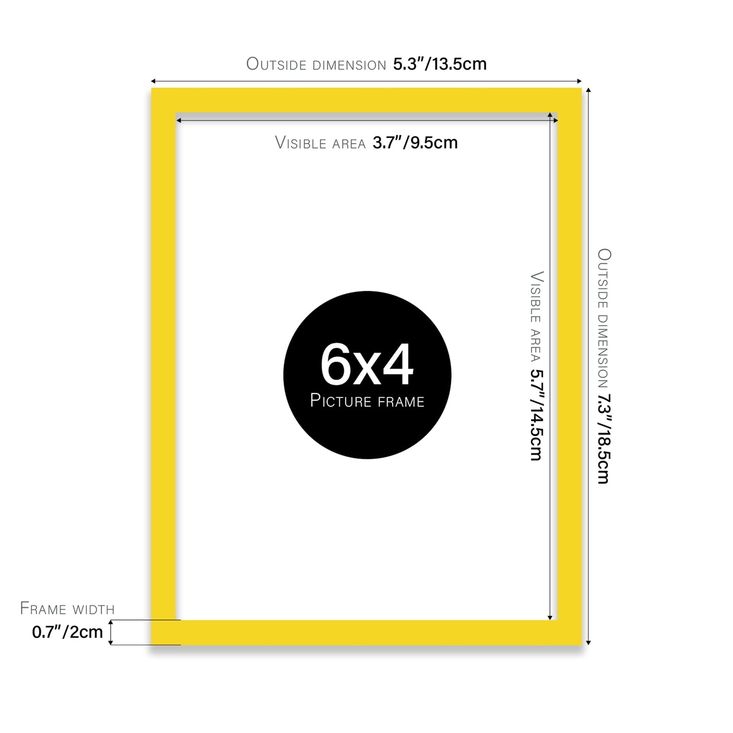 Yellow 6x4" picture frame for stores