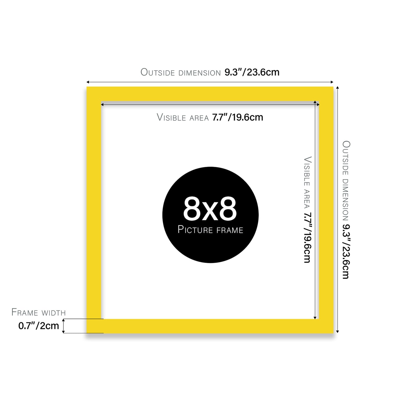 Yellow 8x8" UK made picture frames