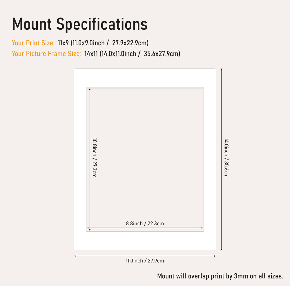 Wholesale white mount board 14x11 frame with 11x9" aperture, precision cut picture mount for prints, UK bulk supply