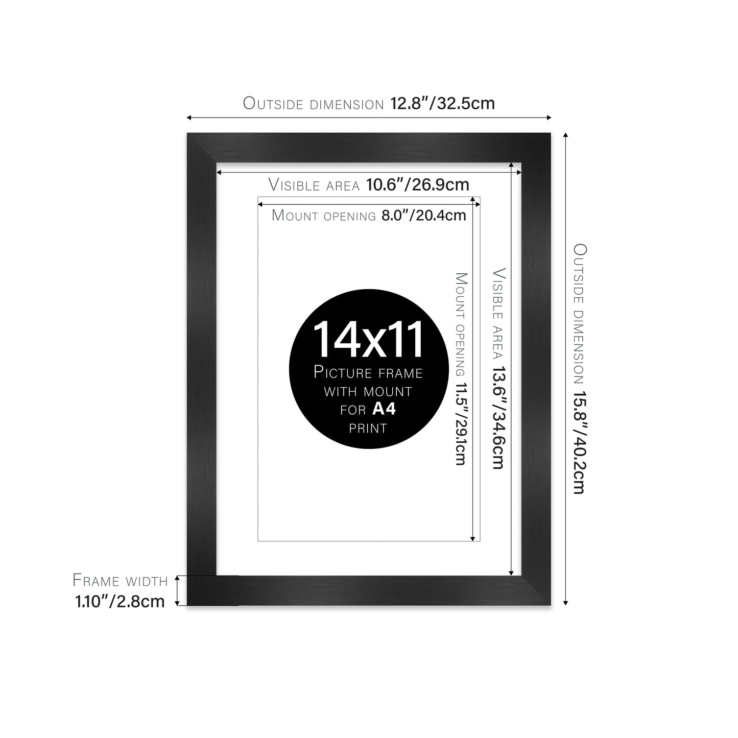 Black Picture Frame 28mm Edge
